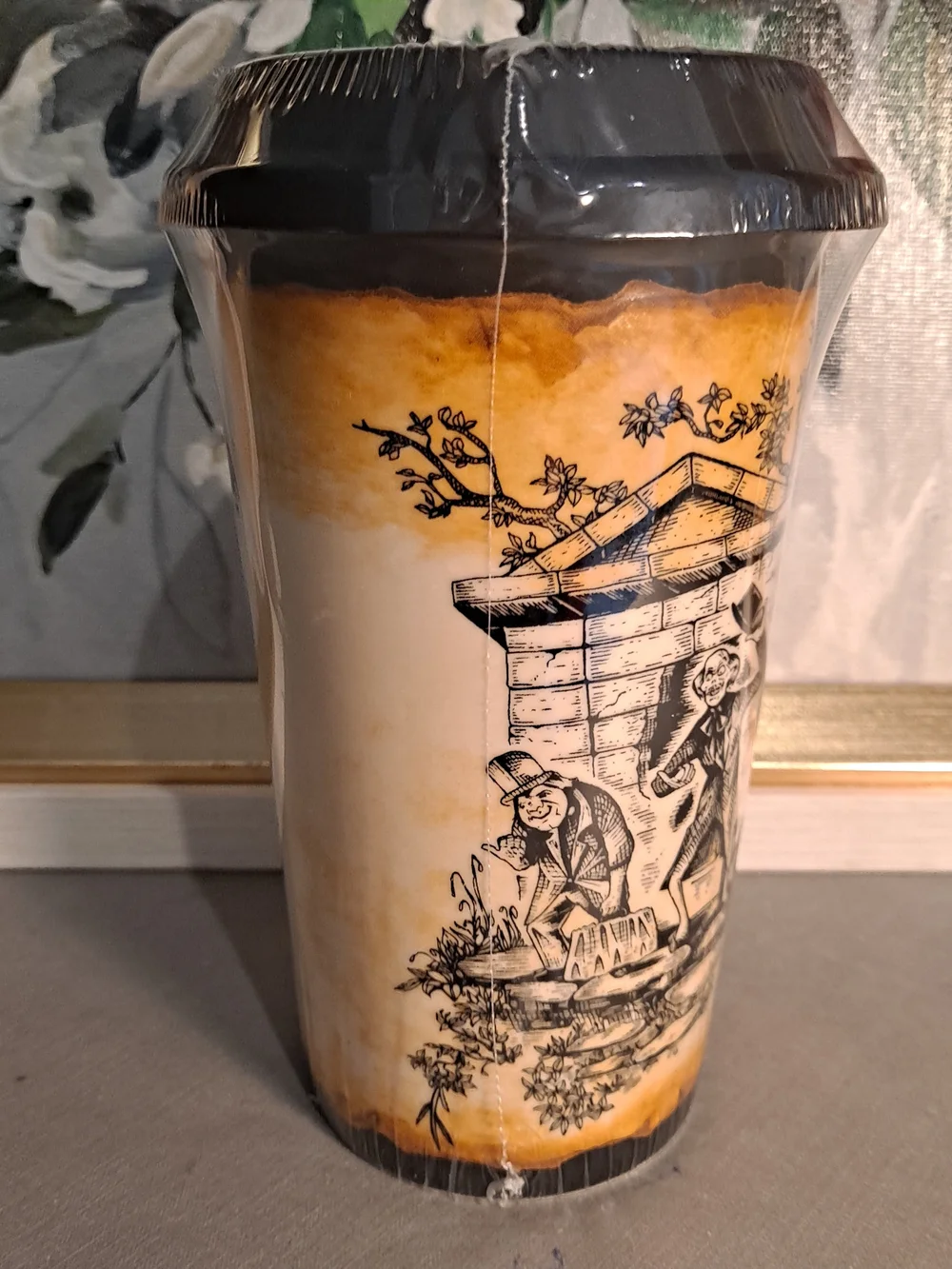 Disney Brown Black Haunted Mansion Illustrated Travel Tumbler Three Thumbs Up